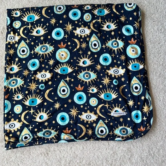 Posh Peanut Fiona Evil Eye Print Reversible Patoo Blanket - 40”x40” - Picture 5 of 7